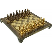 Manopoulos Ručně vyráběná sada šachových figurek Byzantský empír, zlatá a hnědá 20x20cm