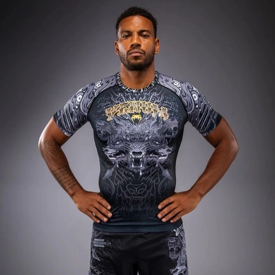 Venum - Боксова Екипировка | Официален Вносител за България Рашгард Venum Wolf Atak Short Sleeve Rashguard - Black/Grey - XXL