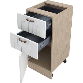 Image 1 of ИРИМ Долен кухненски шкаф с две чекмеджета и врата Сити МФ-Бяло фладер-04-73 40 см ляв