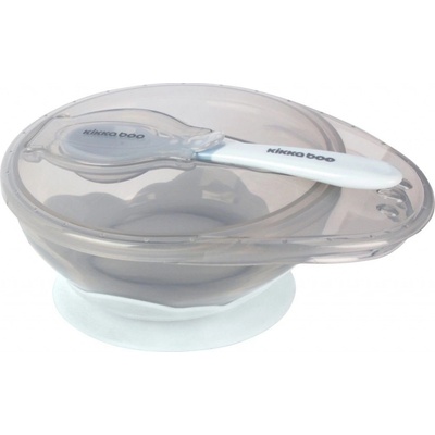 Kikkaboo Suction Bowl with Spoon miska s lžičkou s víčkem 4 m Blue 1 ks
