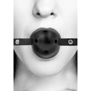 Shots Toys Топка за уста с отвори за дишане Ouch! Black & White