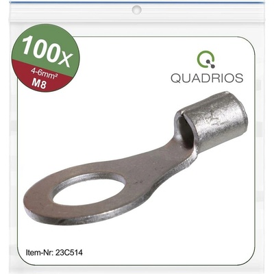 Quadrios 23C514 guľaté káblové oko Prierez=6 mm² Ø otvoru=8.5 mm neizolované 100 ks