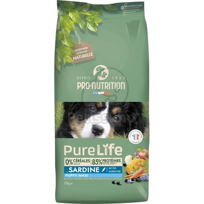 Pro-Nutrition PureLife Puppy Maxi суха храна за кучета - със сардини 12 кг
