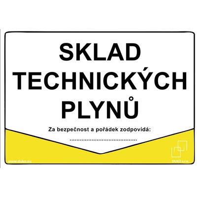DUKO SKLAD TECHNICKÝCH PLYNŮ Formát: 297 x 210 mm, Materiál: plast 5 mm, samolepící vinylová fólie