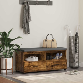 vidaXL Пейка за коридор с възглавница Димян дъб 100 x 38 x 46 см (891468)