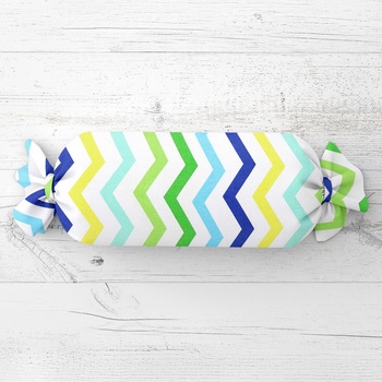 Biante Vankúš valec bonbon Sandra SA-378 Zeleno-modro-žlté cik-cak pásiky 15x60