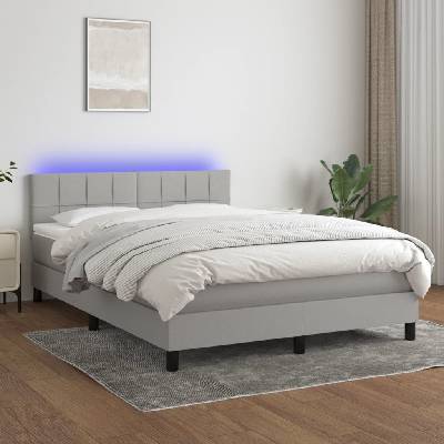 Petrashop 3133149 boxspring postel s matrací a LED světle šedá textil