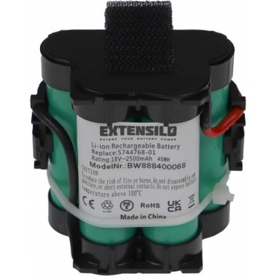 EXTENSILO Батерия за Gardena R38Li / R50Li / R70Li, 18 V, 2.5 Ah (888400068)