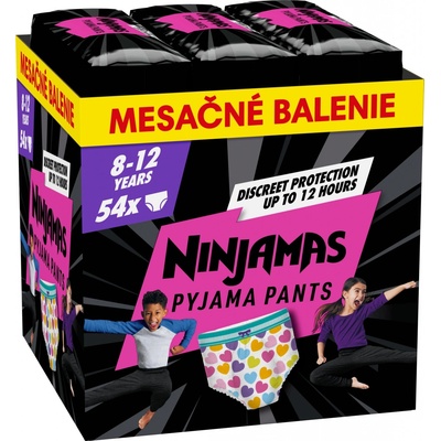 Pampers Ninja Ninjamas Pants Heart 27-43kg 54 ks