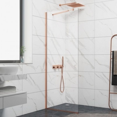 Inter Ceramic Параван за баня Кристина розово злато, стационарен, от 60 до 100 см дължина