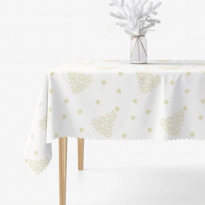 Goldea vánoční hranatý teflonový ubrus zlaté vánoční stromečky a hvězdičky 120x120cm