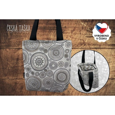 Česká Taška Taškokabelka MANDALA L česká ručně šitá taška s podšívkou a zipem 38×38 cm