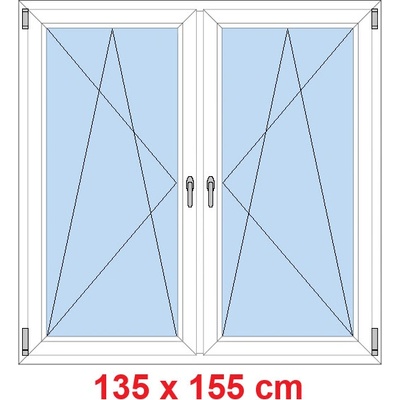 Soft Dvoukřídlé plastové okno 135x155 cm OS+OS se sloupkem Bílá