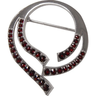 Český granát brož stříbrná 150718