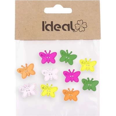 Ideal detské drevené gombíky motýľ 22mm 10 ks