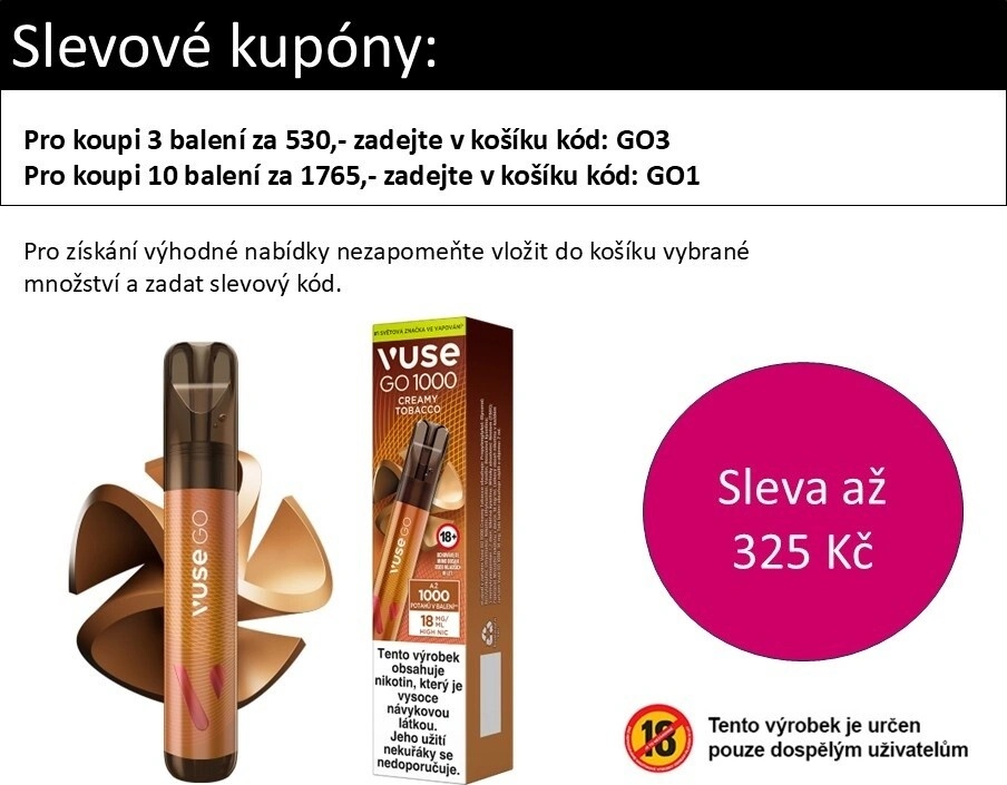 vuse go recenze Vuse Go 1000 - jednorázová e-cigareta main image 0