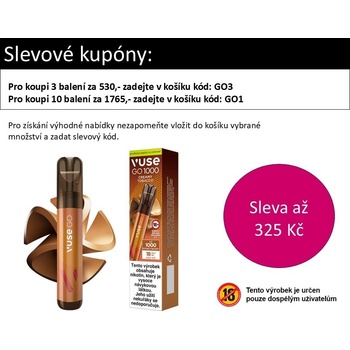 Vuse GO 1000 Pen Creamy Tobacco 18 mg 1000 pothnut od 187 K - Heureka.cz