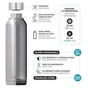 QUOKKA Solid - Stainless Steel Thermal Bottle 510 ml (Gray Bouquet)