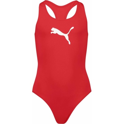 Puma GIRLS RACERBACK SUIT 1P DÍVČÍ JEDNODÍLNÉ PLAVKY ČERVENÁ