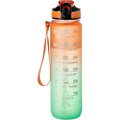 X-Tech motivačná fľaša na vodu oranžovo-zelená 1000 ml