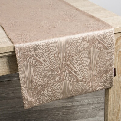 Takoy Běhoun na stůl béžový 40x140 cm sametový GOJA s lesklým potiskem listů ginkgo PIERRE CARDIN-HF-383863 | 40 x 140 cm