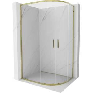 Mexen Exo-S Duo полукръгла плъзгаща се душ кабина 120 x 80 см, прозрачна, златна (8132-120-080-50-00)