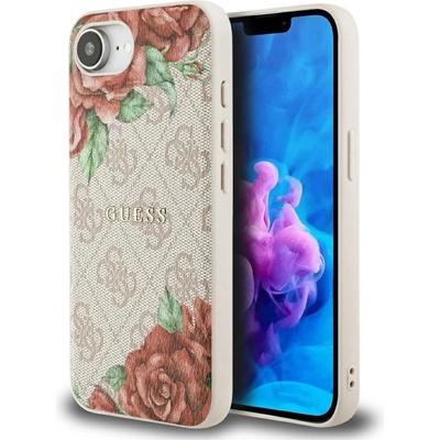 GUESS Калъф Guess 4G Flowers Print MagSafe iPhone 16e - розов