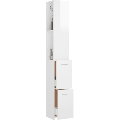vidaXL Koupelnová skříňka vysoký lesk bílá 25x26,5x170 cm Dřevěný materiál