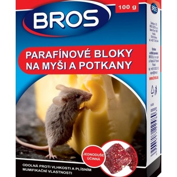 Rodenticid BROS parafínové bloky na myši a potkany 100g