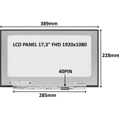 SIL LCD PANEL 17,3" FHD 1920x1080 40PIN MATNÝ IPS 144HZ / BEZ ÚCHYTŮ