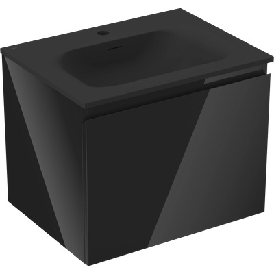 Orio шкаф за баня 60 см с умивалник Vela, 1 чекмедже, черен гланц/черен мат - 91A10-06047-1-BF70-W23M71 (91A10-06047-1-BF70-W23M71)