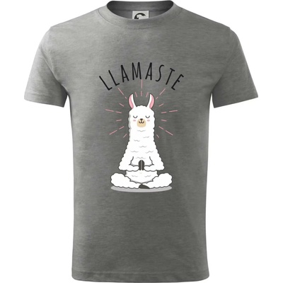 Yoga Llamaste tričko dětské bavlněné tmavě šedý melír