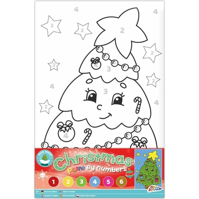 GRAFI x Malování podle čísel Vánoční stromeček plátno na rámu 19,5 x 29,7 cm