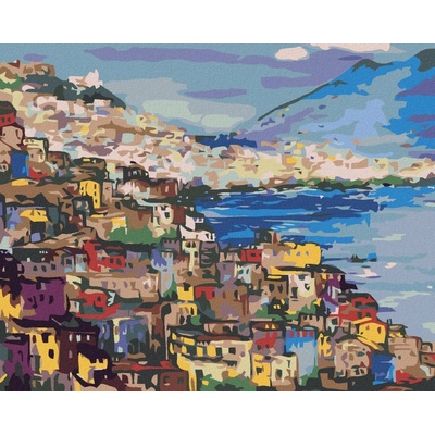 Zuty Malování Podle Čísel Pobřeží Neapol 80 x 100 cm Plátno Rám