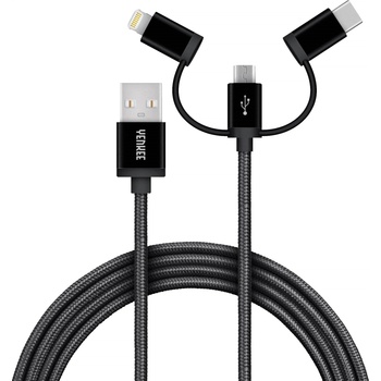 YENKEE Кабел Yenkee - 400 BK, Lightning/Micro USB/USB-C, 1 m, черен (2075100287)