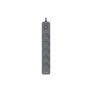 Tracer Power Line+ 5.0 m Graphite Surge Protection Strip (5 sockets)