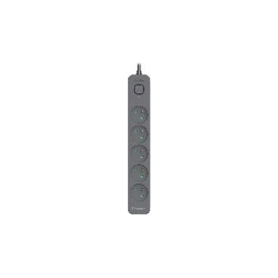 Tracer Power Line+ 5.0 m Graphite Surge Protection Strip (5 sockets)