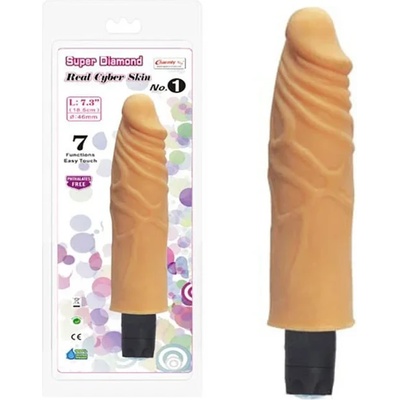 Пенис вибратор от кибер кожа, диамант в основата, 18, 5см. - Real Diamond (CHARM00073)