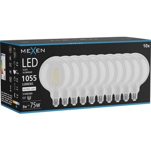 Mexen Vintis 10x LED нажежаема жичка крушка E27, G125, 8W, Неутрална - 4000K, 1055 lm, (L158-E27-0840-00x10)