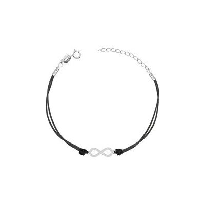 Nubis černý náramek se stříbrným nekonečnem IT0014-K