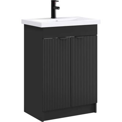 vidaXL Комплект мебели за баня Черно 78, 5 x 37, 5 x 81 см (3404155)