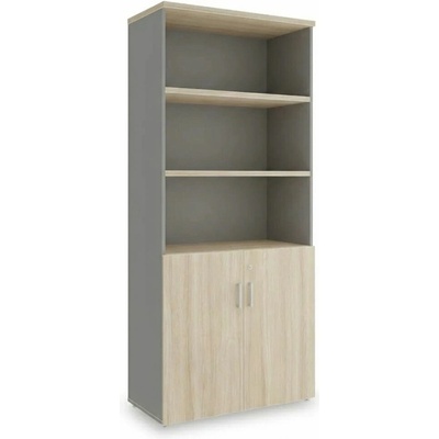 Rauman Vysoká skříň SimpleOffice 80 x 40 x 180 cm dub světlý / šedá – Zbozi.Blesk.cz