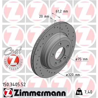 ZIMMERMANN Brzdový kotúč 150340552