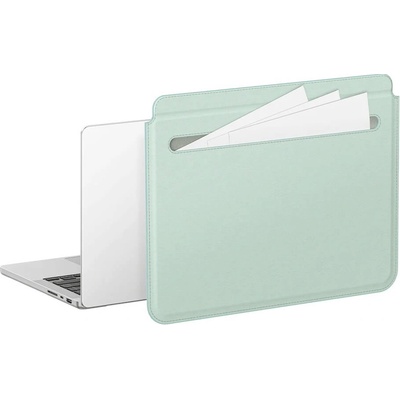 AmazingThing Matte Pro Mag Laptop Sleeve with Pocket 14 - кожен калъф за MacBook Air 13, MacBook Pro 13, MacBook Pro 14 и лаптопи до 14 инча (зелен)
