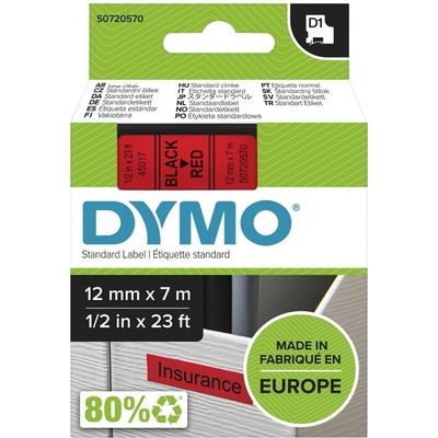 DYMO páska D1 12mm x 7m, černá na červené, 45017, S0720570