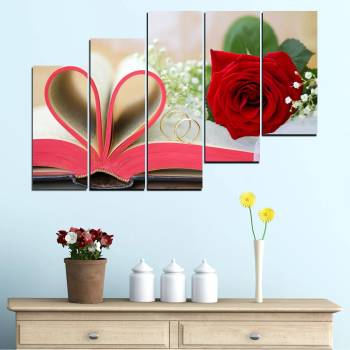 Vivid Home Картини пана Vivid Home от 5 части, Цветя, Канава, 160x100 см, 8-ма Форма №0386
