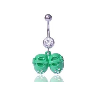 Šperky4U piercing do pupíku zelené botičky HP01101