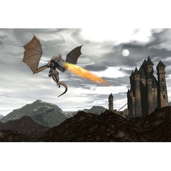 DIMEX ART s. r. o Флизелинов фототапет дракон пейзаж 375 x 250 см