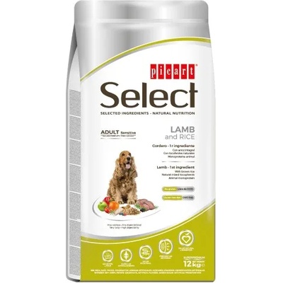 Piensos Picart PICART SELECT ADULT MEDIUM - MAXI SENSITIVE с агне и ориз e пълноценна храна за средни и едри породи кучета на възраст над 12 месеца, 12 кг - Испания - 030114