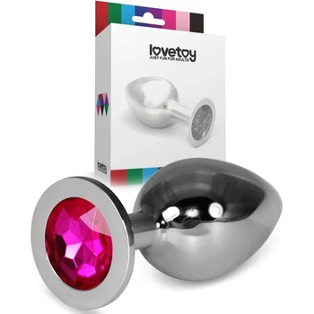 Метален плъг с кристали, размер L, 10, 2см. - Rosebud Classic Fuchsia (LVTOY00617)